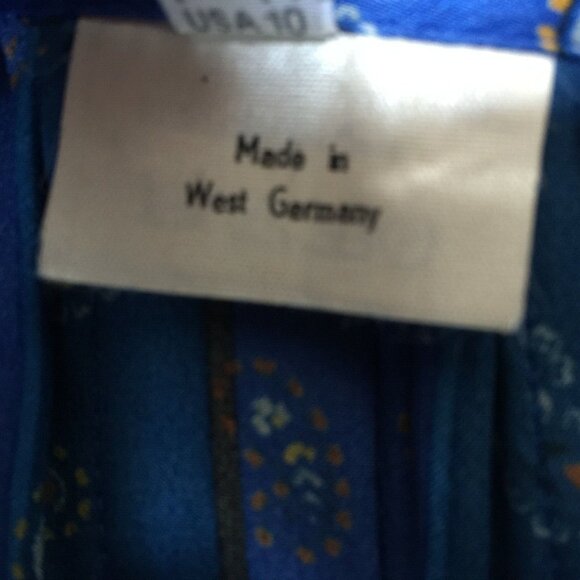 Vintage Lutz Teutloff Women's Size 10 Blue Paisley Print Silk Pleated Midi Skirt - Picture 3 of 9